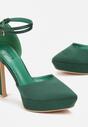 Zielone Sandały ze Szpiczastym Noskiem na Szpilce i Platformie Zelanie