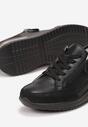 Czarne Skórzane Sneakersy na Ozdobnym Koturnie ze Sznurowaniem i Suwakiem Felline