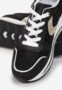 Czarno-Białe Sznurowane Sneakersy na Podeszwie z Koturnem Isies