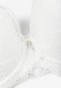 Kremowy Koronkowy Biustonosz Push-Up z Ozdobną Siateczką Idotria