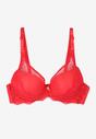 Czerwony Koronkowy Biustonosz Push-Up z Ozdobną Siateczką Idotria