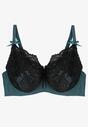 Ciemnozielony Biustonosz Koronkowy Push-Up Anasine