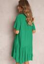 Zielona Koszulowa Sukienka z Wiskozy i Falbanką Alyresa