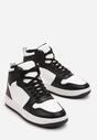 Czarno-Białe Sneakersy Sznurowane za Kostkę z Perforacją Filomena