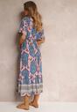 Rochie maxi bleumarin din viscoză cu elastic în talie și volan Cophine