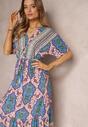 Rochie maxi bleumarin din viscoză cu elastic în talie și volan Cophine