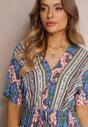 Rochie maxi bleumarin din viscoză cu elastic în talie și volan Cophine
