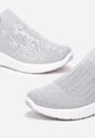 Szare Wsuwane Sneakersy na Niskim Koturnie Zdobione Cyrkoniami Taslah