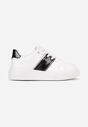 Biało-Czarne Sneakersy na Niskiej Platformie z Metalicznymi Wstawkami Tommu