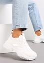 Białe Sneakersy z Metalicznymi Wstawkami na Grubej Podeszwie Tahara