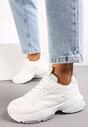 Białe Sneakersy z Metalicznymi Wstawkami na Grubej Podeszwie Tahara