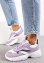 Fioletowe Sneakersy z Metalicznymi Wstawkami na Grubej Podeszwie Tahara