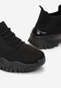 Czarne Sneakersy z Elastyczną Cholewką i Dekoracyjnym Wiązaniem Lukka