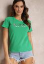 Zielony T-shirt z Nadrukiem i Krótkim Rękawem Pithill