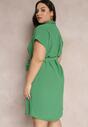 Zielona Sukienka Koszulowa Wiązana w Pasie z Krótkimi Rękawami Wellwood