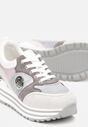 Szare Sneakersy na Ozdobnej Podeszwie i Wkładką ze Skóry Naturalnej Agiri