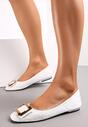 Białe Koronkowe Balerinki z Szeroką Klamrą i Lylnea