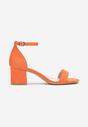 Pomarańczowe Eleganckie Sandały na Słupkowym Obcasie z Okrągłym Noskiem Jesschris