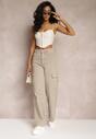 Beżowe Jeansy Cargo High Waist z Kieszeniami Anora