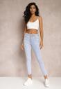 Jasnoniebieskie Gładkie Jeansy Skinny Push Up Dirnorri