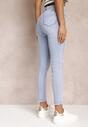 Jasnoniebieskie Jeansy Skinny z Efektem Push Up i Przetarciami Kelyna
