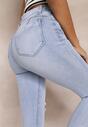 Jasnoniebieskie Jeansy Skinny z Efektem Push Up i Przetarciami Kelyna