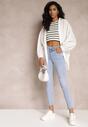 Jasnoniebieskie Jeansy Skinny z Efektem Push Up i Przetarciami Kelyna