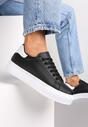 Czarne Sneakersy z Imitacji Skóry na Platformie Adathea