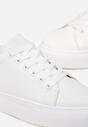 Białe Sznurowane Sneakersy z Cholewką przed Kostkę Narelina