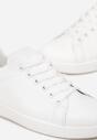 Białe Sneakersy na Płaskiej Podeszwie z Ozdobną Wstawką i Sznurowaniem Neotine
