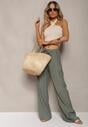 Pantaloni Verde Inchis din Material cu Elastic Creponat Pimpernel