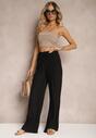 Pantaloni negri din material cu elastic si pliuri Pimpernel