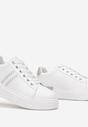 Biało-Szare Sznurowane Sneakersy na Płaskiej Podeszwie z Cholewką przed Kostkę Faelanie