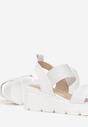 Białe Wsuwane Sandały na Niskim Koturnie z Okrągłym Noskiem Derriona
