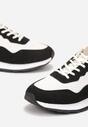 Biało-Czarne Sneakersy Zdobione Wstawkami z Imitacji Skóry Fayela