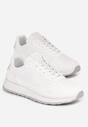 Białe Sneakersy Zdobione Wstawkami z Imitacji Skóry Fayela
