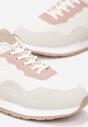 Biało-Różowe Sneakersy Zdobione Wstawkami z Imitacji Skóry Fayela