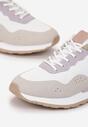 Biało-Fioletowe Sneakersy Zdobione Wstawkami z Imitacji Skóry Fayela