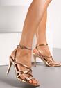 Szampańskie Sandały z Cienkimi Paskami na Wysokiej Szpilce Riga