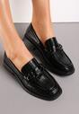 Mocasini Negri cu Imprimeu Piele Crocodil cu Ornament Metalic si Brant din Piele Kareph