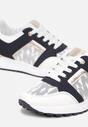 Biało-Granatowe Sznurowane Sneakersy z Nadrukowanymi Literami Dandia