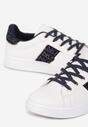 Biało-Granatowe Sneakersy Sznurowane z Wstawkami Danthe