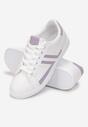 Biało-Fioletowe Sznurowane Sneakersy na Płaskiej Podeszwie z Kolorowymi Wstawkami Karera