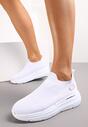 Białe Wsuwane Sneakersy z Elastyczną Cholewką na Platformie Janaia