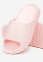 Różowe Piankowe Klapki z Grubą Podeszwą i Szerokim Paskiem Zamila