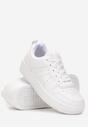 Białe Sneakersy Sznurowane na Grubej Podeszie z Perforacją Nuresa