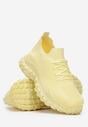 Żółte Sneakersy na Grubej Podeszwie z Elastyczną Cholewką Taartha