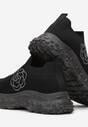 Czarne Sneakersy z Elastyczną Cholewką z Różyczką z Cyrkonii Erisirdalin