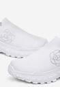 Białe Sneakersy z Elastyczną Cholewką z Różyczką z Cyrkonii Erisirdalin