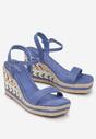 Niebieskie Sandały z Otwartym Noskiem i Koturnie z Plecionki Anbida
